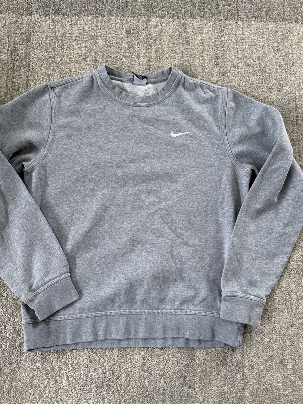 Nike Light Grey Crewneck Sweatshirt with White Swoosh sz Medium